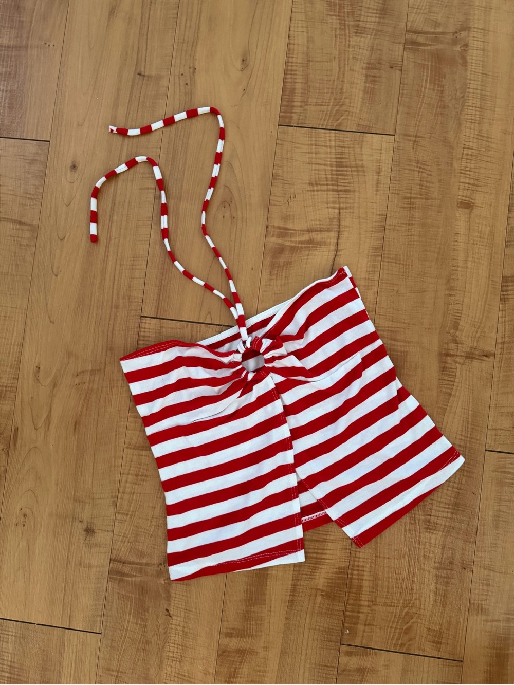 Unique Red & White Striped Halter Tube Top S/M